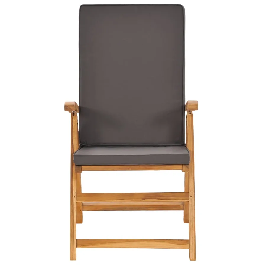Ensemble à Manger de jardin 7pcs coussins Bois teck massif Gris - 8