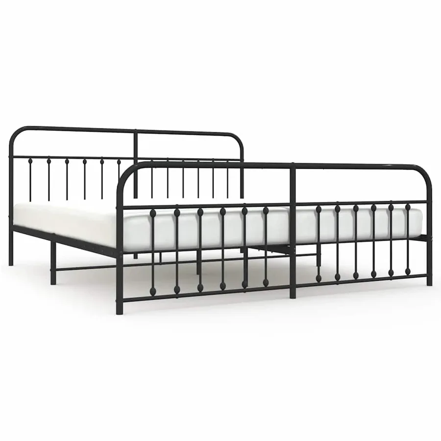 Cadre de lit métal sans matelas avec pied de lit noir 200x200cm - 2