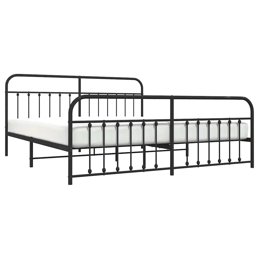 Cadre de lit métal sans matelas avec pied de lit noir 200x200cm - 5