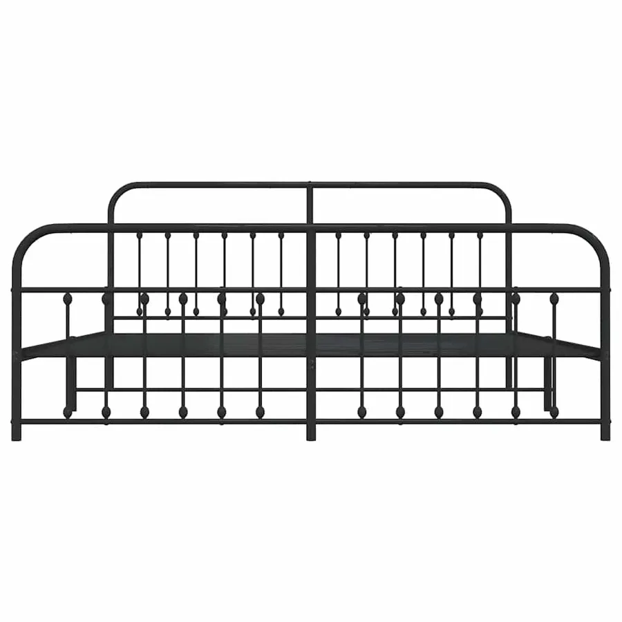 Cadre de lit métal sans matelas avec pied de lit noir 200x200cm - 6