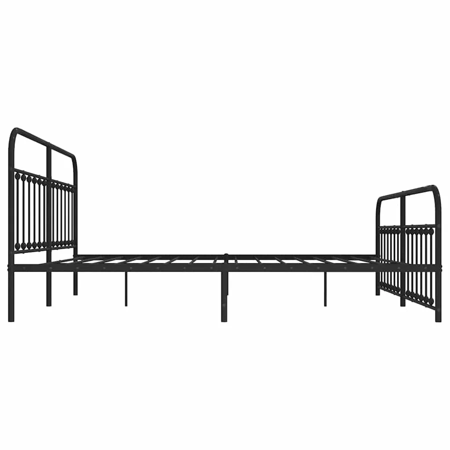 Cadre de lit métal sans matelas avec pied de lit noir 200x200cm - 7