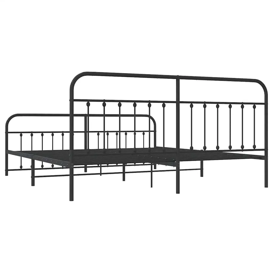 Cadre de lit métal sans matelas avec pied de lit noir 200x200cm - 8