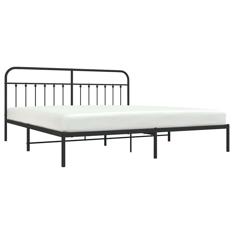 Cadre de lit métal sans matelas avec tête de lit noir 200x200cm - 5