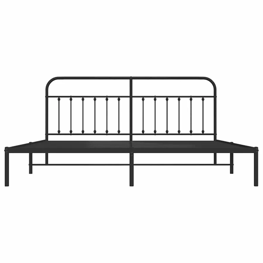 Cadre de lit métal sans matelas avec tête de lit noir 200x200cm - 6