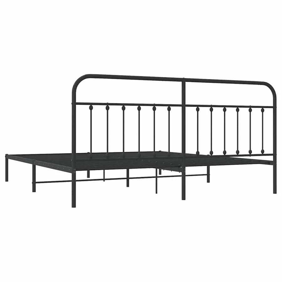 Cadre de lit métal sans matelas avec tête de lit noir 200x200cm - 8