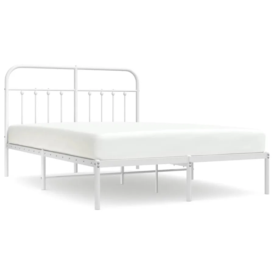 Cadre de lit métal sans matelas et tête de lit blanc 150x200 cm - 2