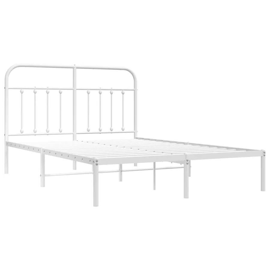 Cadre de lit métal sans matelas et tête de lit blanc 150x200 cm - 4