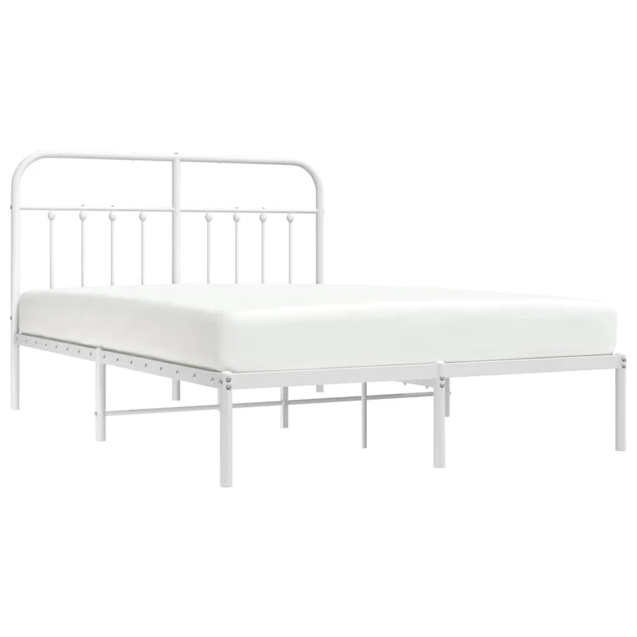 Cadre de lit métal sans matelas et tête de lit blanc 150x200 cm - 6