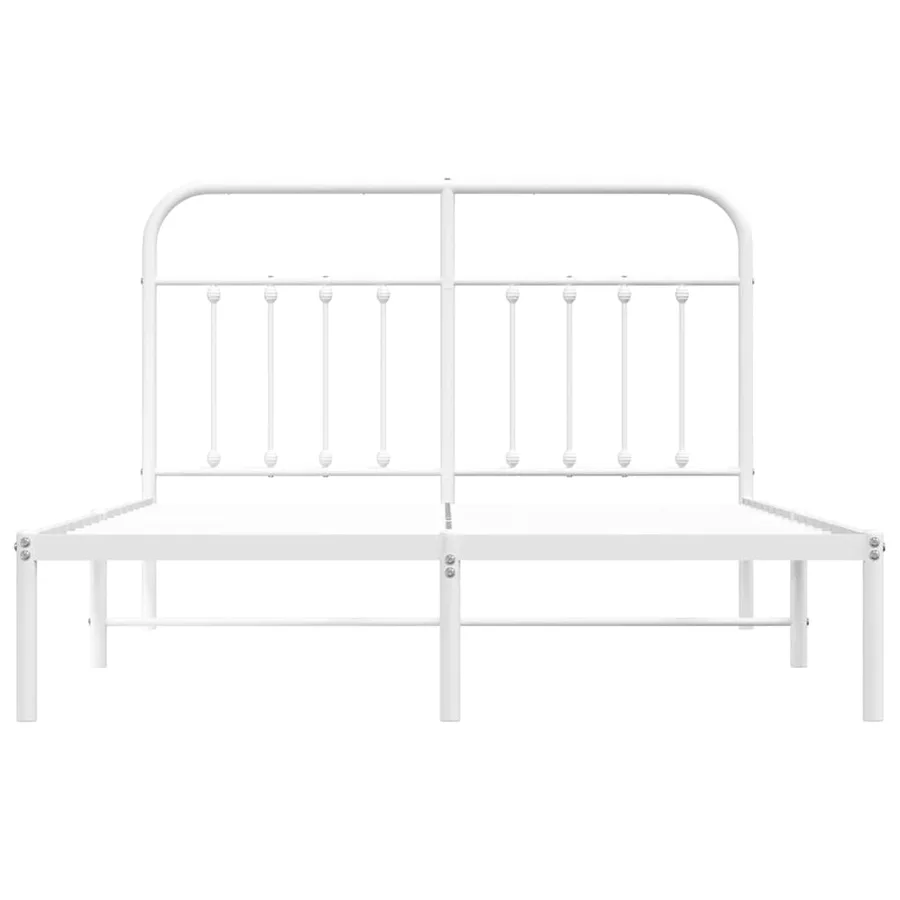 Cadre de lit métal sans matelas et tête de lit blanc 150x200 cm - 7