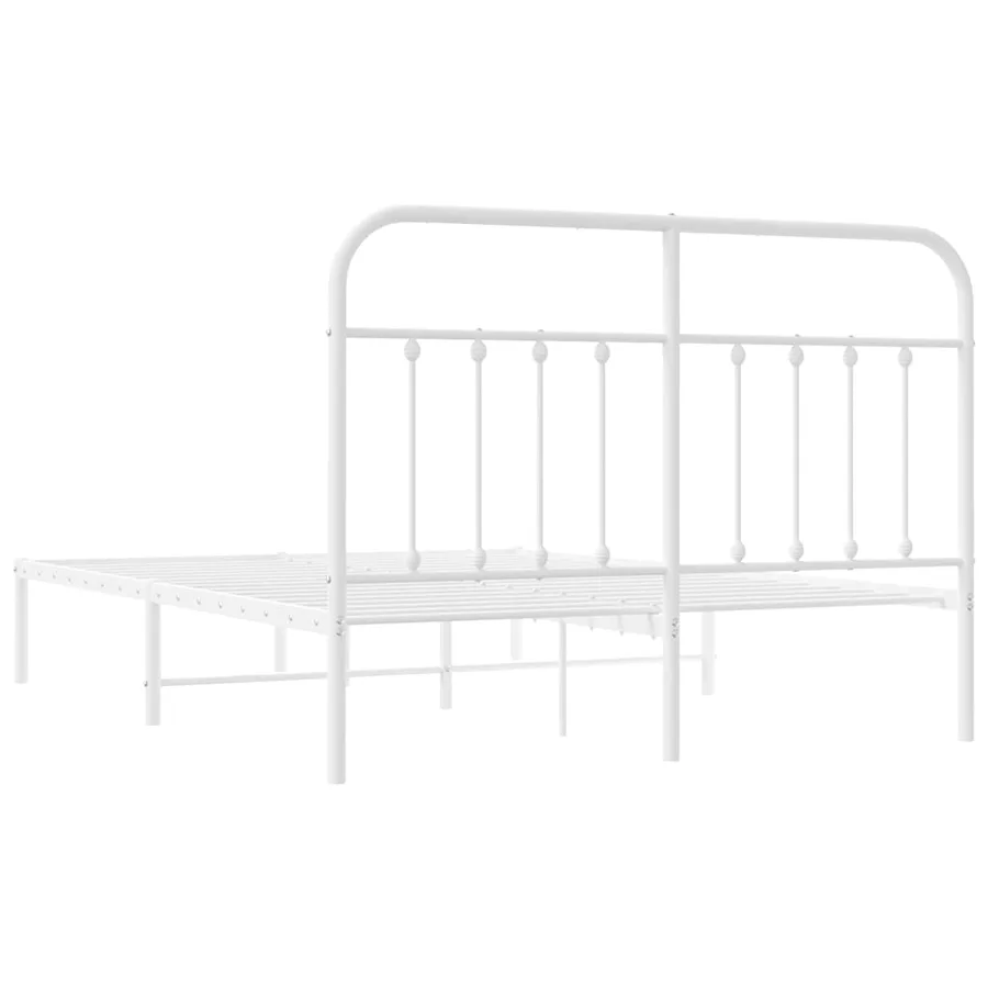Cadre de lit métal sans matelas et tête de lit blanc 150x200 cm - 9
