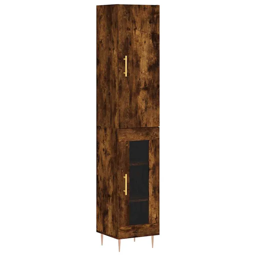 Buffet haut Chêne fumé 34,5x34x180 cm Bois d'ingénierie - 2