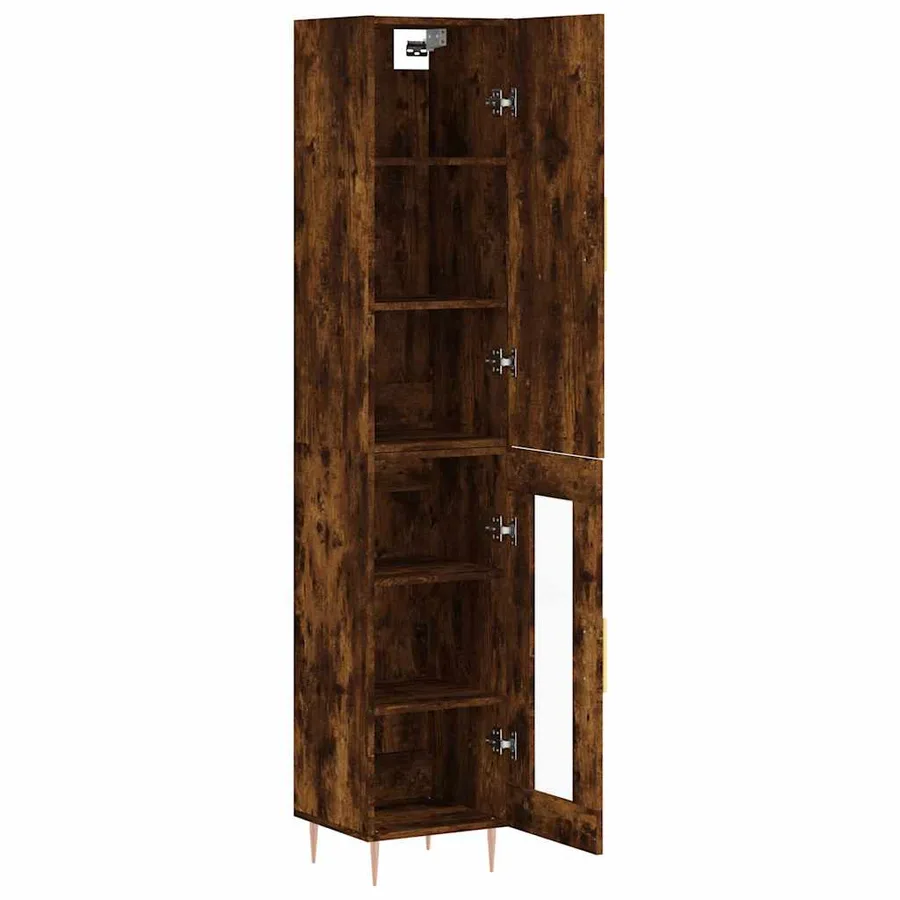 Buffet haut Chêne fumé 34,5x34x180 cm Bois d'ingénierie - 4
