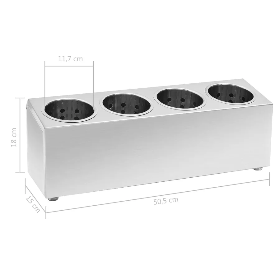 Porte-couverts 4 grilles Rectangulaire Acier inoxydable - 8