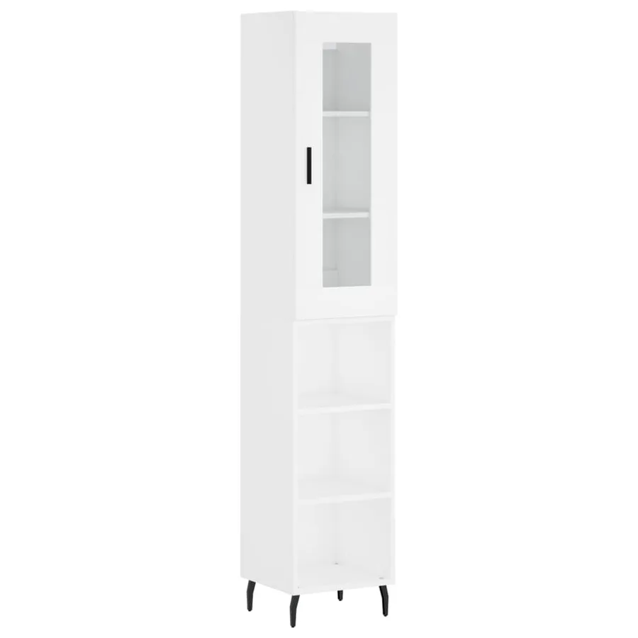 Buffet haut Blanc 34,5x34x180 cm Bois d'ingénierie - 2