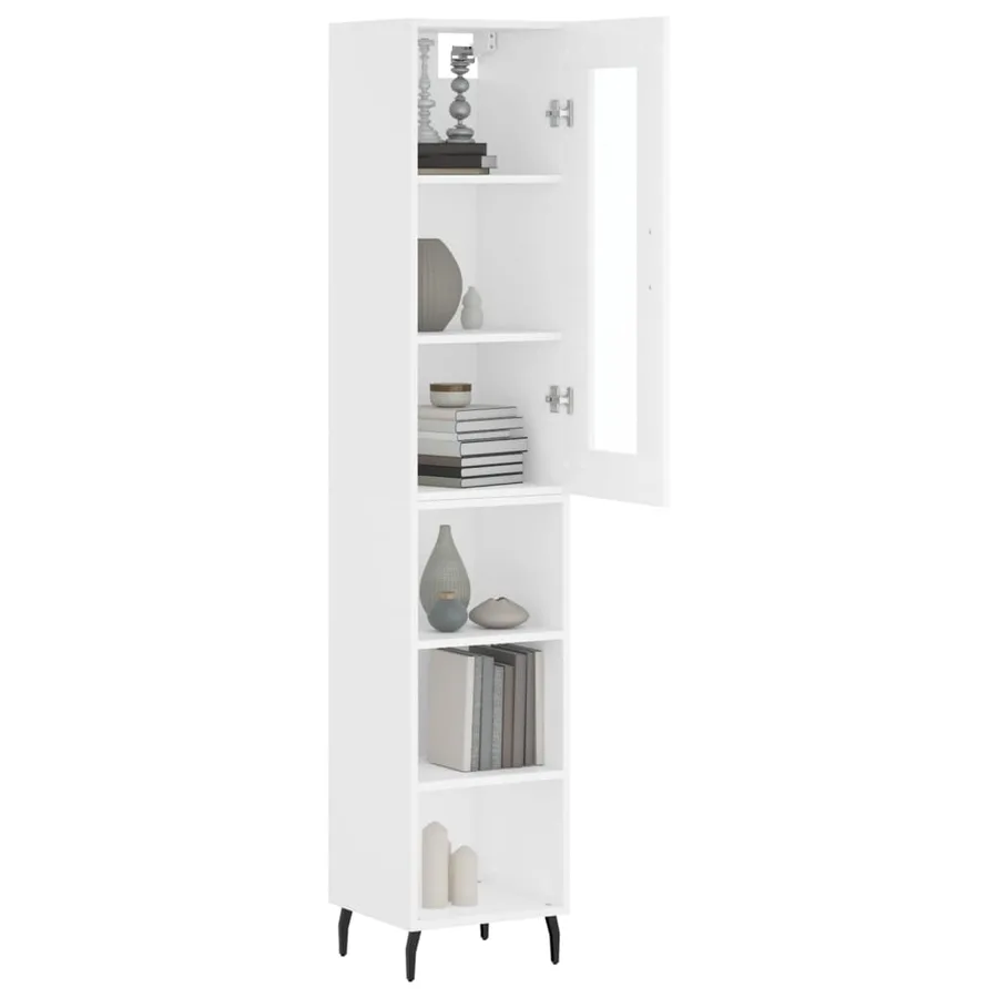 Buffet haut Blanc 34,5x34x180 cm Bois d'ingénierie - 3