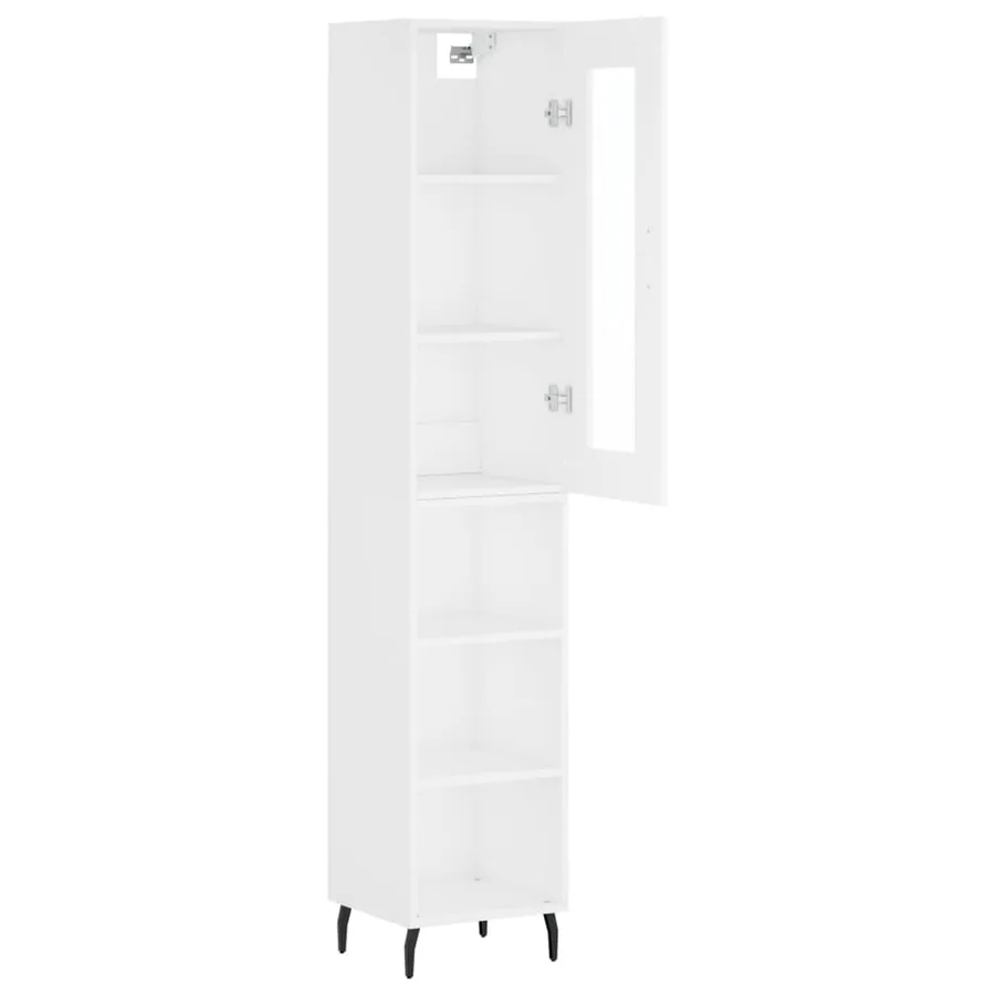 Buffet haut Blanc 34,5x34x180 cm Bois d'ingénierie - 4