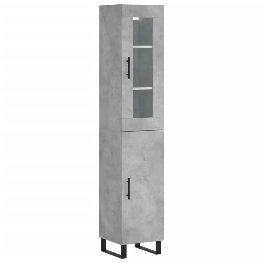 Buffet haut Gris béton 34,5x34x180 cm Bois d'ingénierie - 2