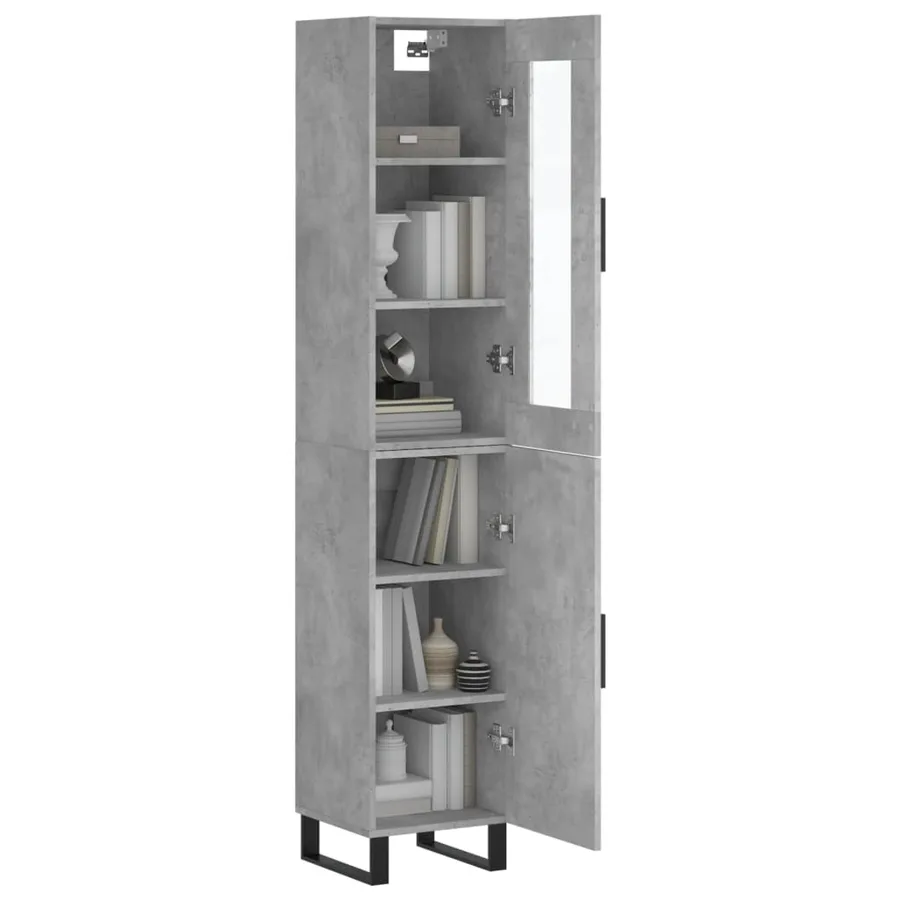 Buffet haut Gris béton 34,5x34x180 cm Bois d'ingénierie - 3