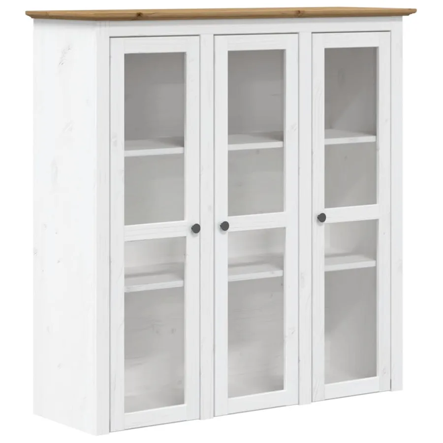 Armoire avec portes vitrées BODO blanc marron bois pin massif - 2