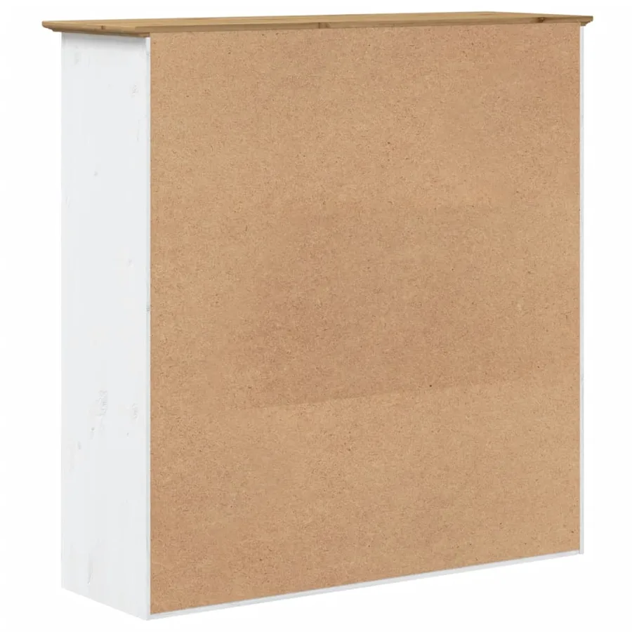 Armoire avec portes vitrées BODO blanc marron bois pin massif - 6