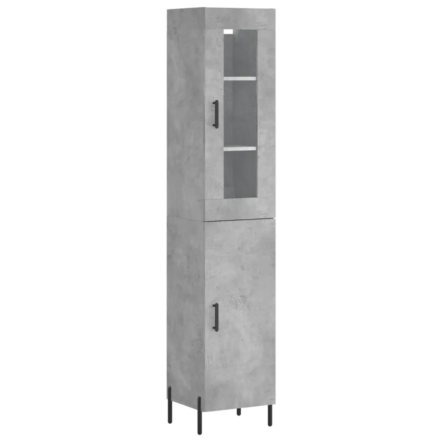 Buffet haut Gris béton 34,5x34x180 cm Bois d'ingénierie - 2