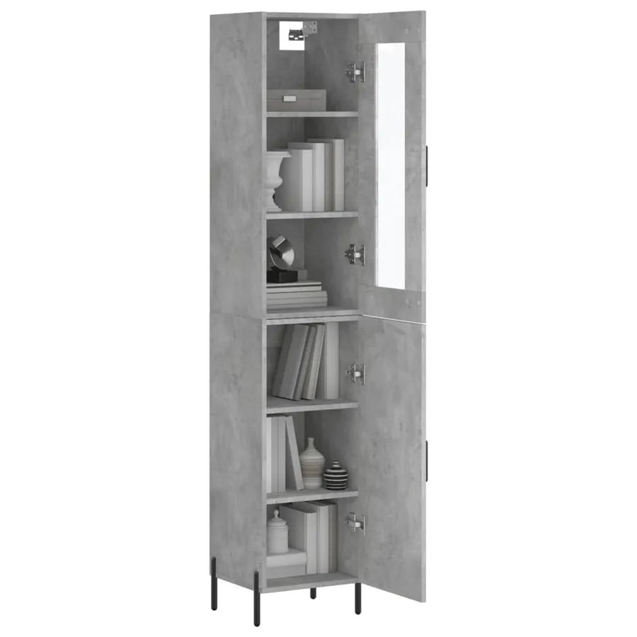 Buffet haut Gris béton 34,5x34x180 cm Bois d'ingénierie - 3
