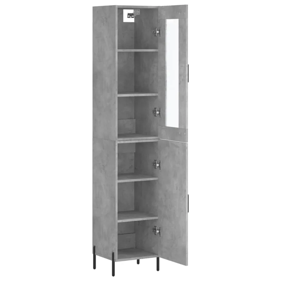 Buffet haut Gris béton 34,5x34x180 cm Bois d'ingénierie - 4