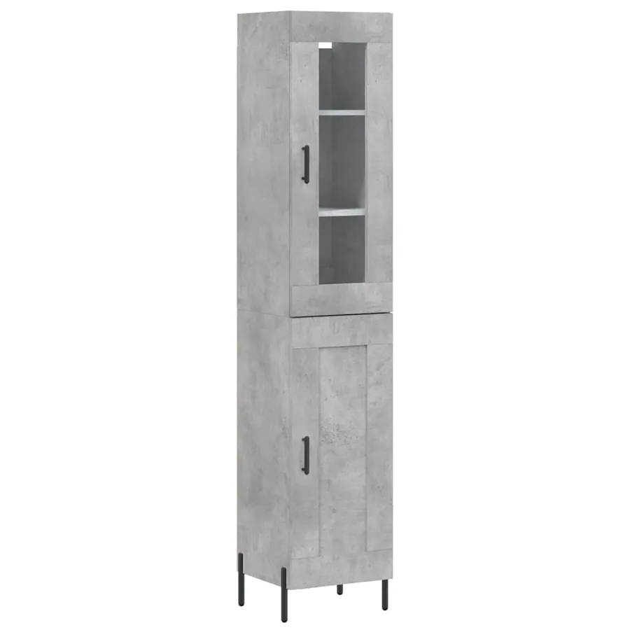 Buffet haut Gris béton 34,5x34x180 cm Bois d'ingénierie - 2