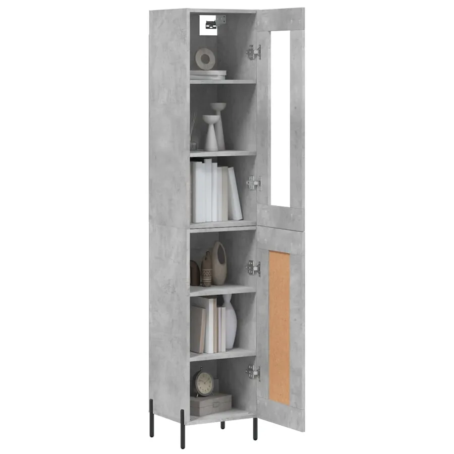 Buffet haut Gris béton 34,5x34x180 cm Bois d'ingénierie - 3