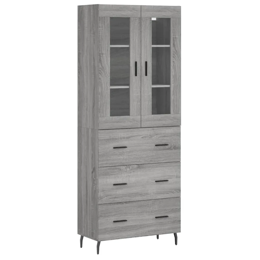 Buffet haut Sonoma gris 69,5x34x180 cm Bois d'ingénierie - 2