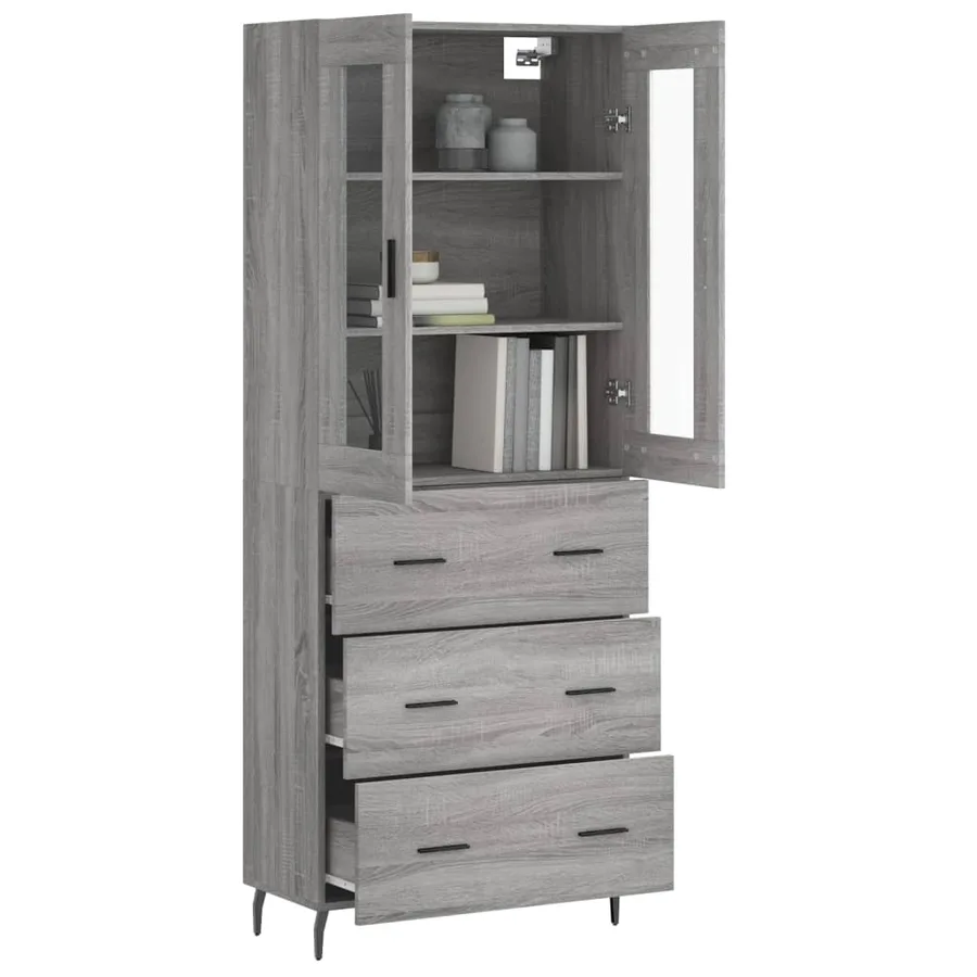 Buffet haut Sonoma gris 69,5x34x180 cm Bois d'ingénierie - 3