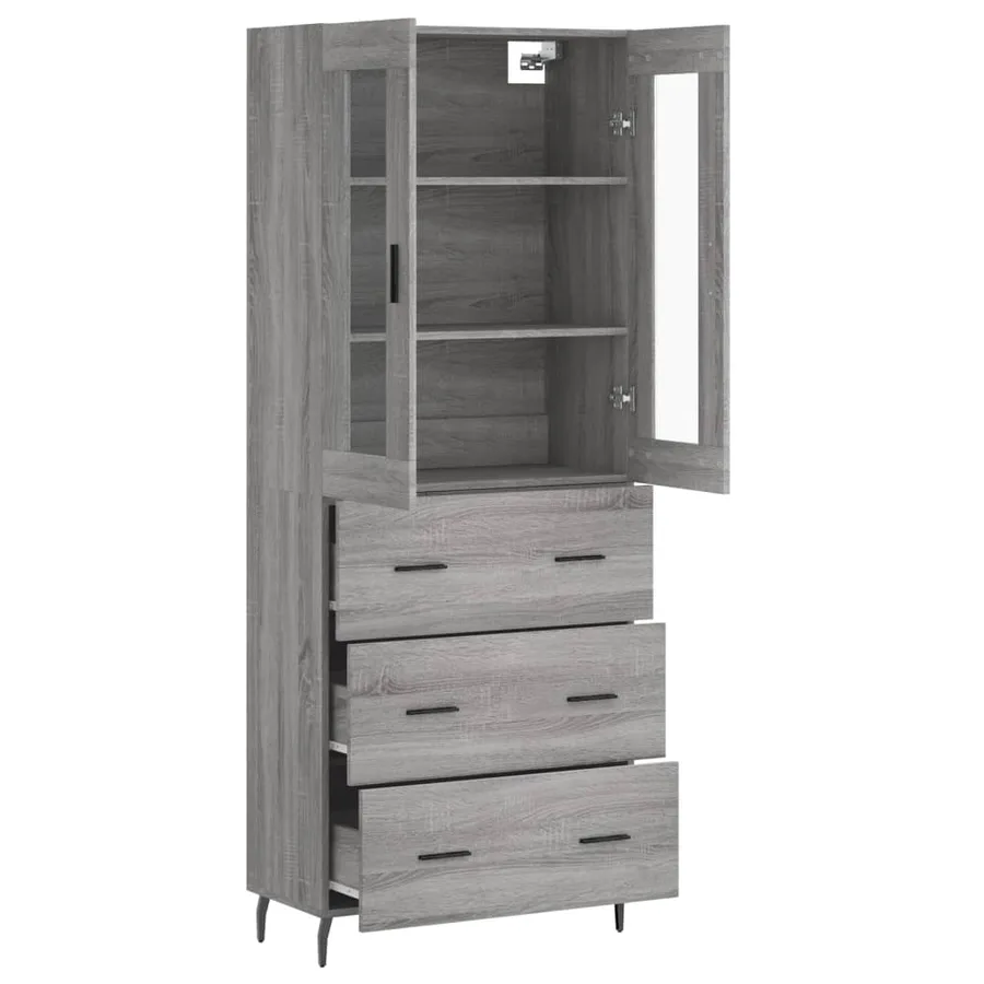 Buffet haut Sonoma gris 69,5x34x180 cm Bois d'ingénierie - 4