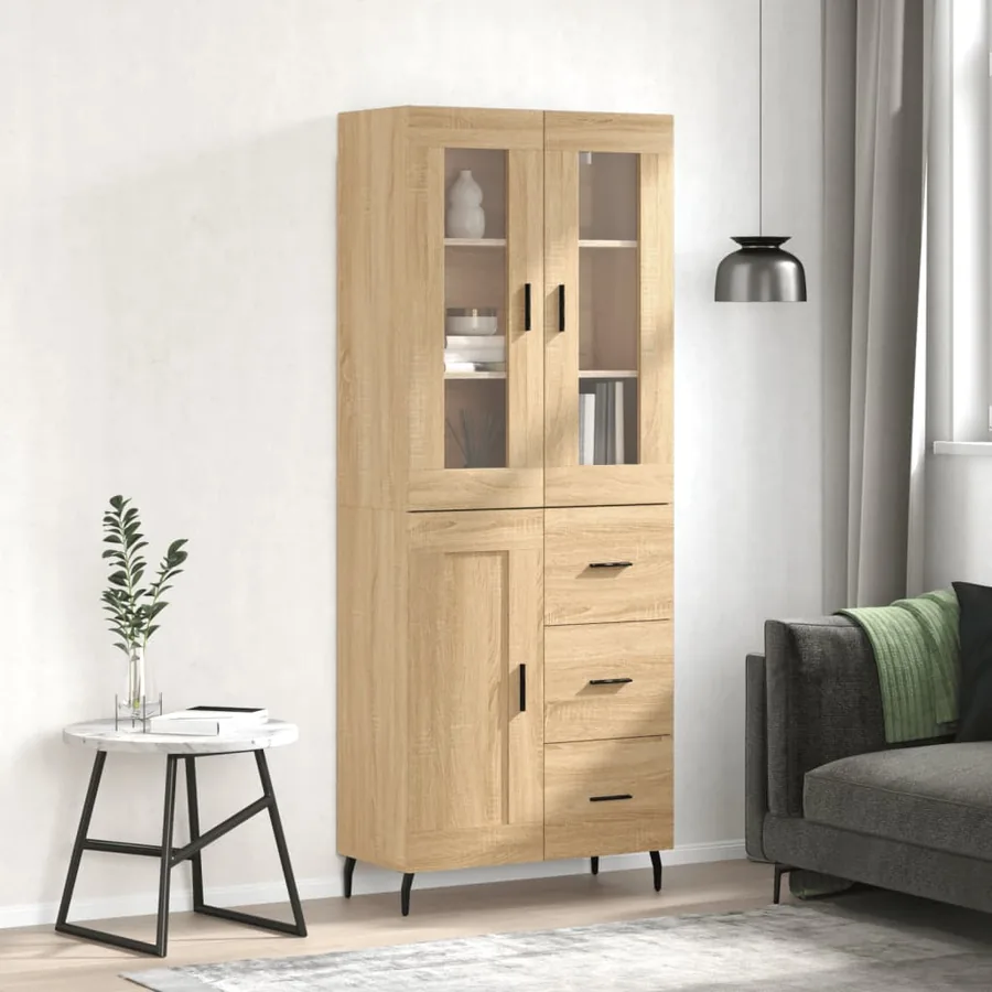 Buffet haut Chêne sonoma 69,5x34x180 cm Bois d'ingénierie