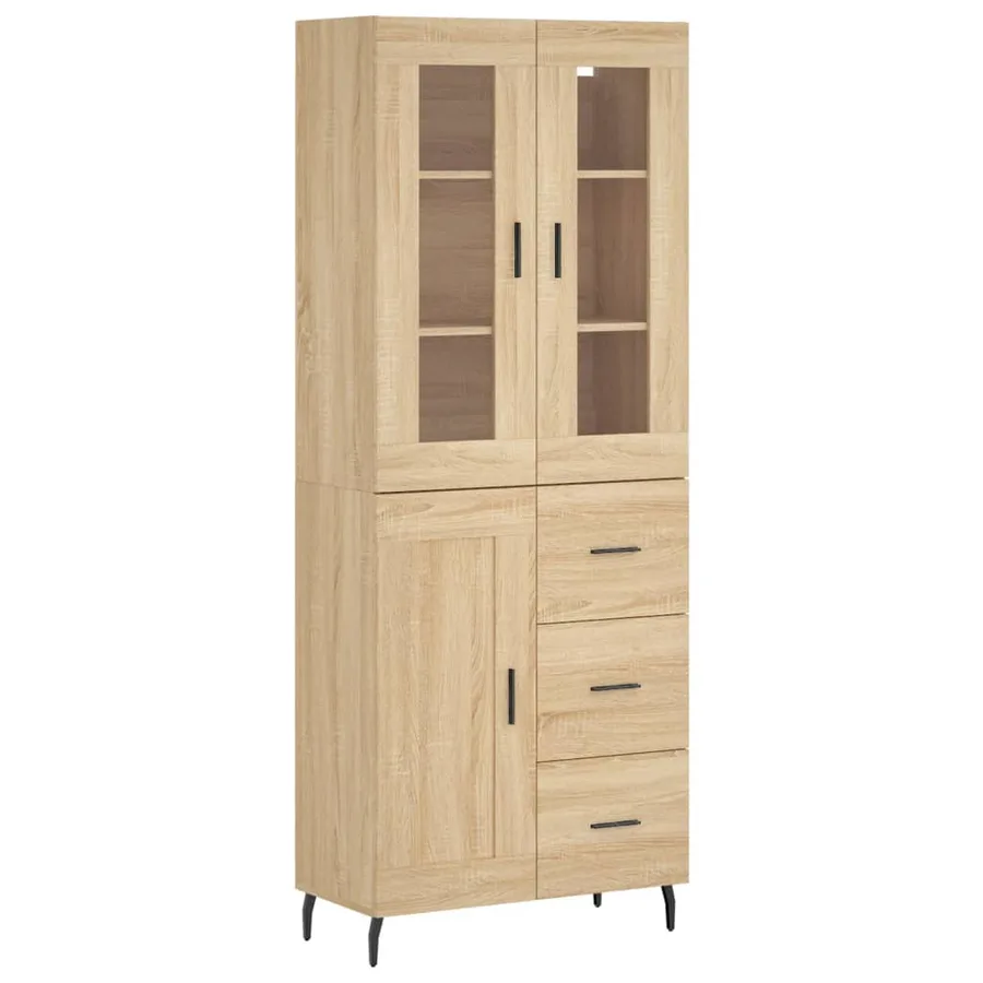 Buffet haut Chêne sonoma 69,5x34x180 cm Bois d'ingénierie - 2
