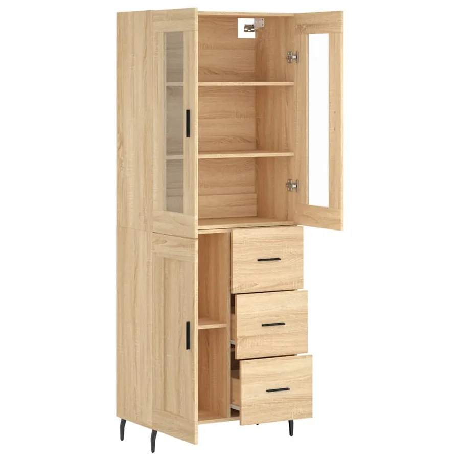 Buffet haut Chêne sonoma 69,5x34x180 cm Bois d'ingénierie - 4