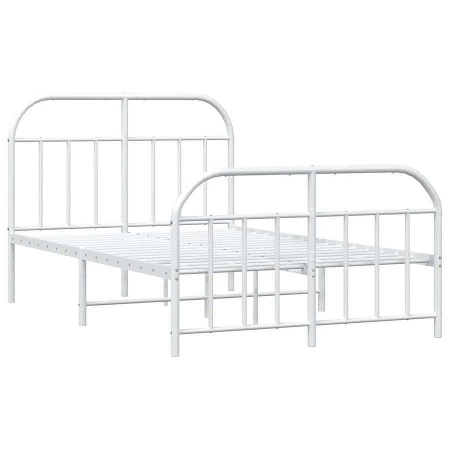 Cadre de lit métal sans matelas et pied de lit blanc 120x200 cm - 3