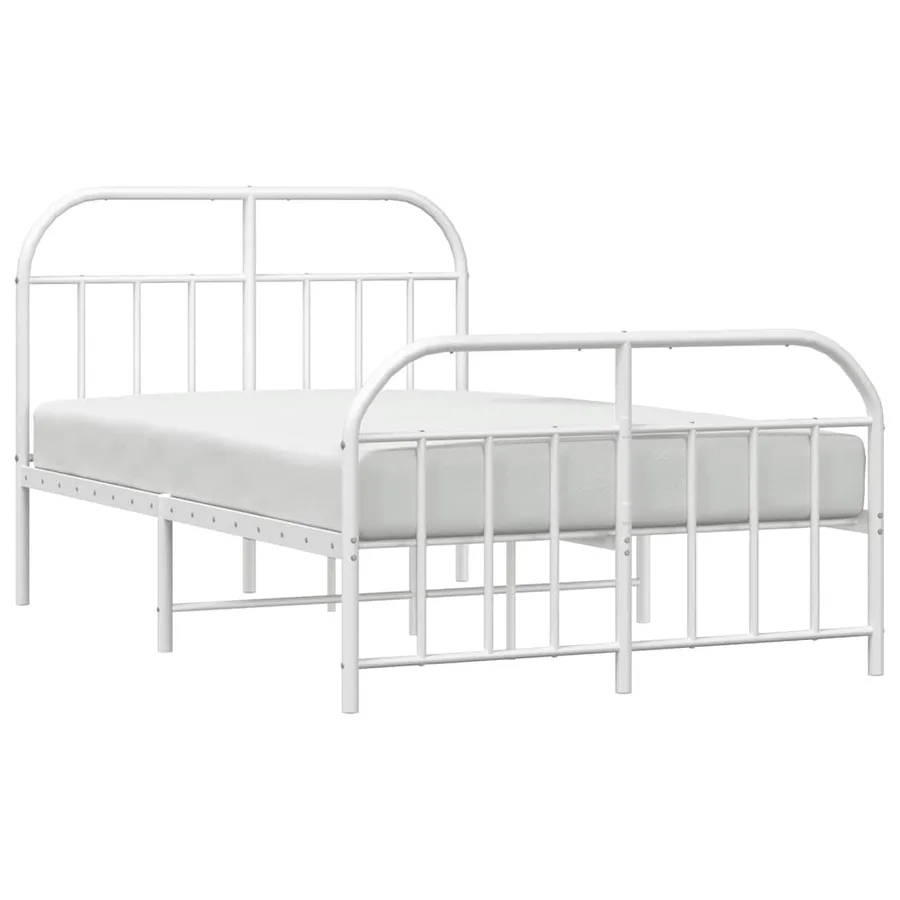 Cadre de lit métal sans matelas et pied de lit blanc 120x200 cm - 5