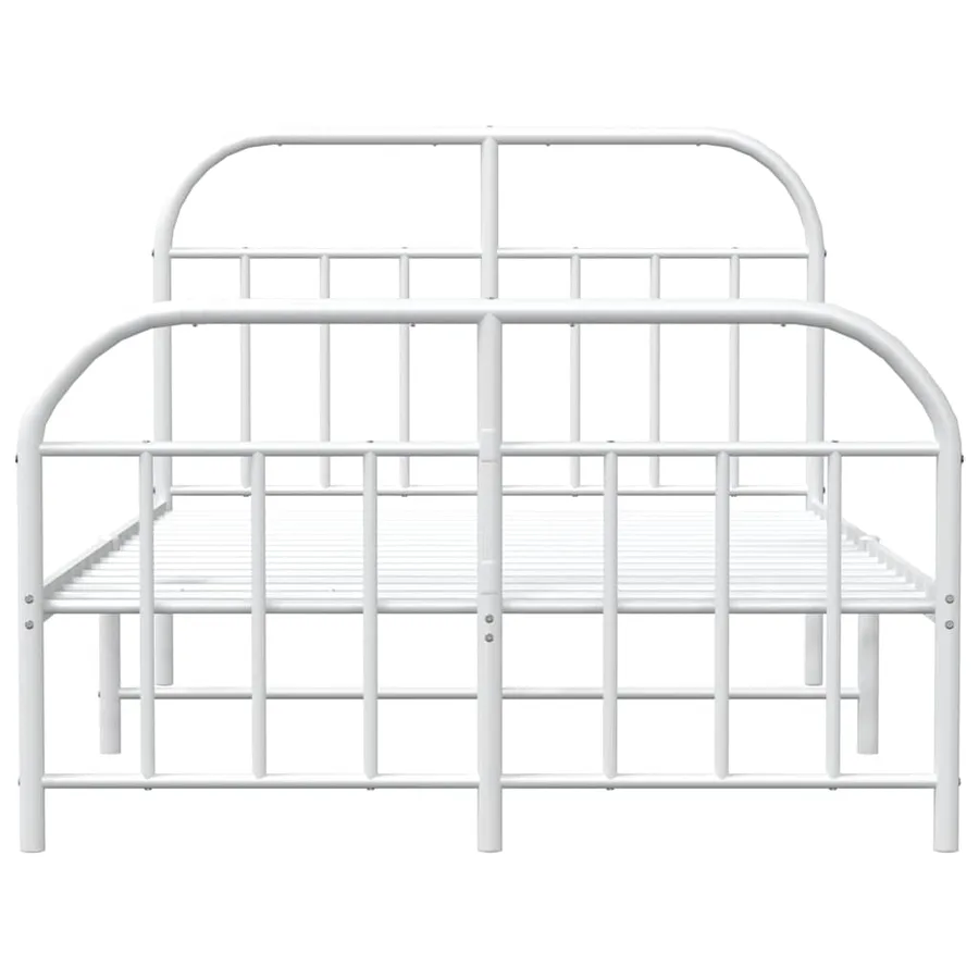 Cadre de lit métal sans matelas et pied de lit blanc 120x200 cm - 6