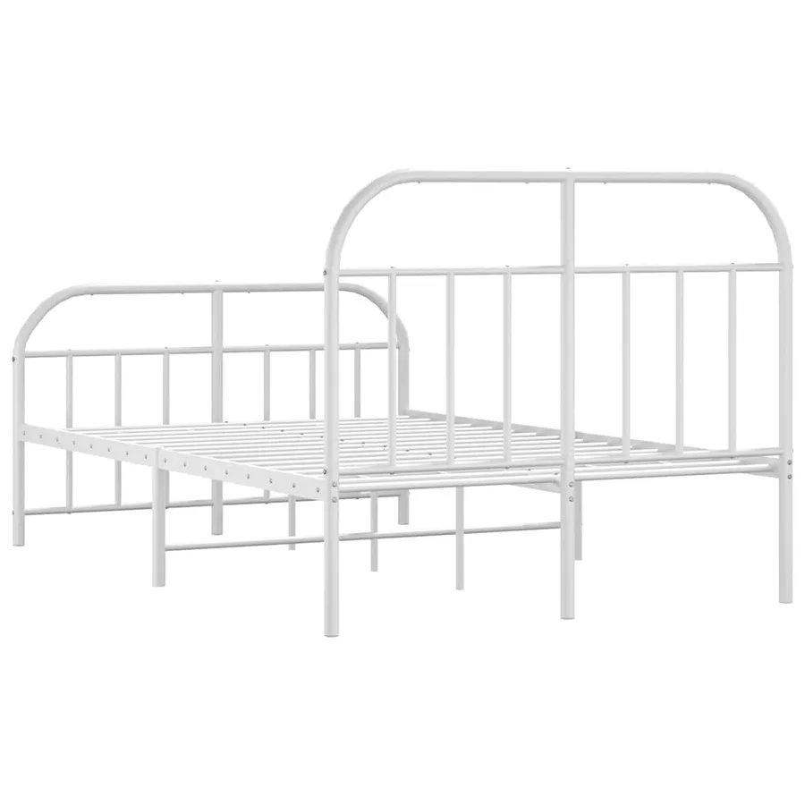 Cadre de lit métal sans matelas et pied de lit blanc 120x200 cm - 8