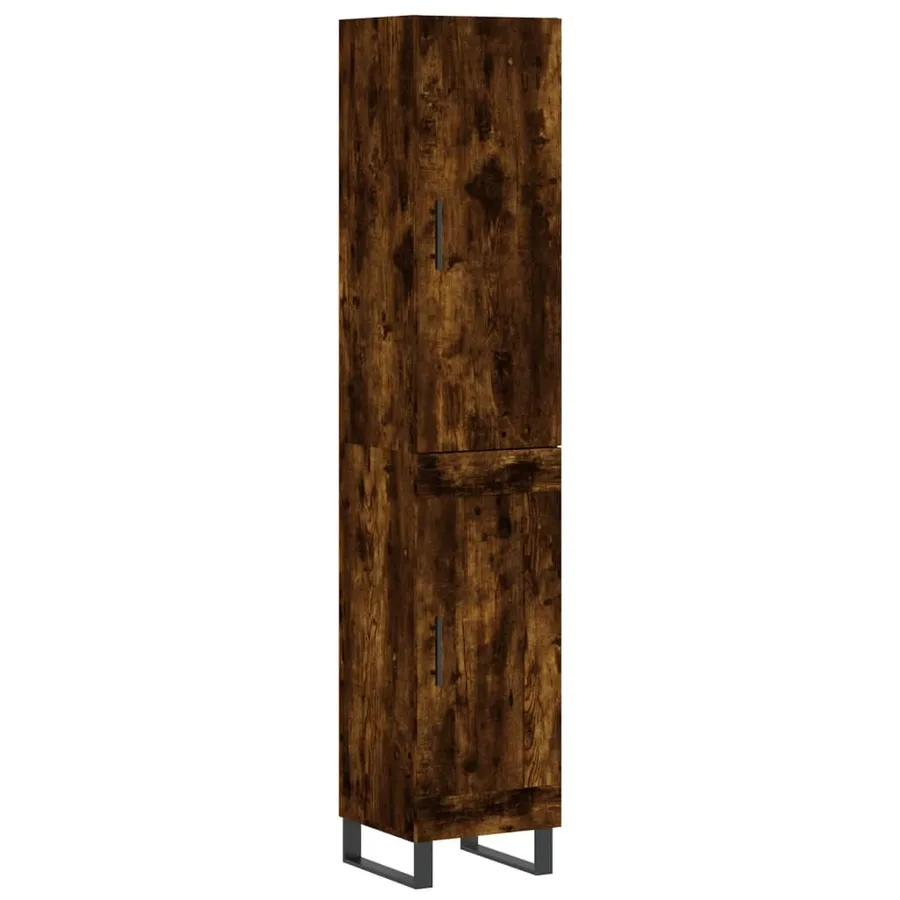 Buffet haut Chêne fumé 34,5x34x180 cm Bois d'ingénierie - 2