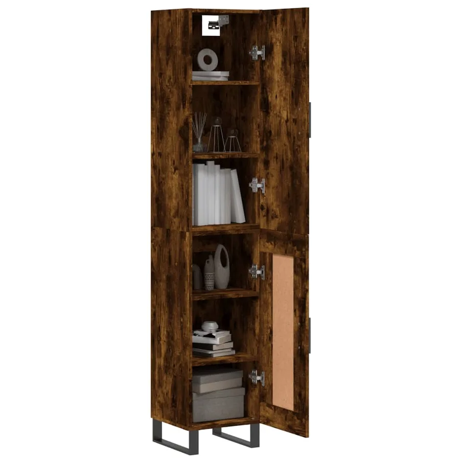 Buffet haut Chêne fumé 34,5x34x180 cm Bois d'ingénierie - 3