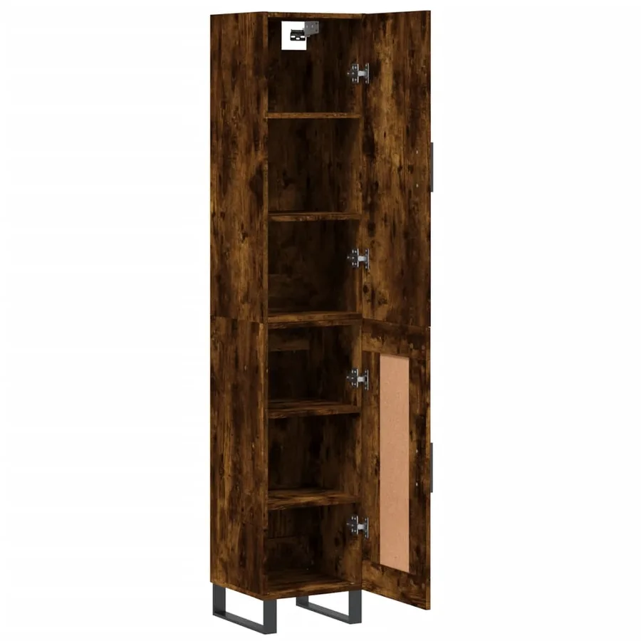 Buffet haut Chêne fumé 34,5x34x180 cm Bois d'ingénierie - 4