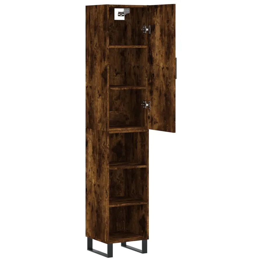Buffet haut Chêne fumé 34,5x34x180 cm Bois d'ingénierie - 4