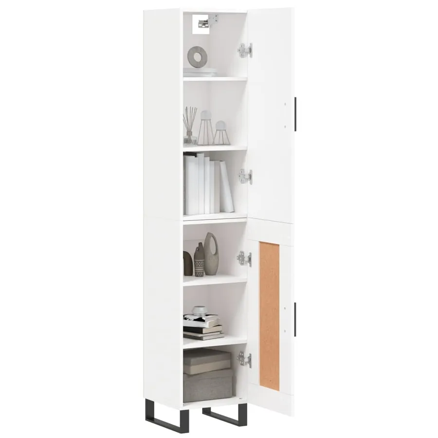 Buffet haut Blanc 34,5x34x180 cm Bois d'ingénierie - 3