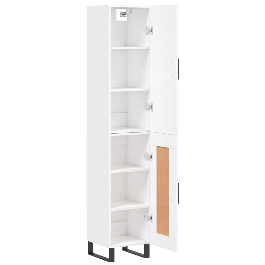 Buffet haut Blanc 34,5x34x180 cm Bois d'ingénierie - 4