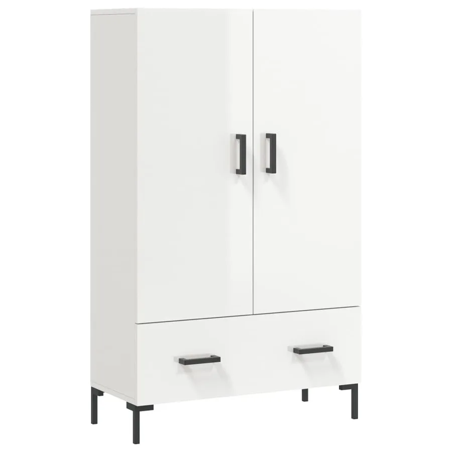 Buffet haut blanc brillant 69,5x31x115 cm bois d'ingénierie - 2