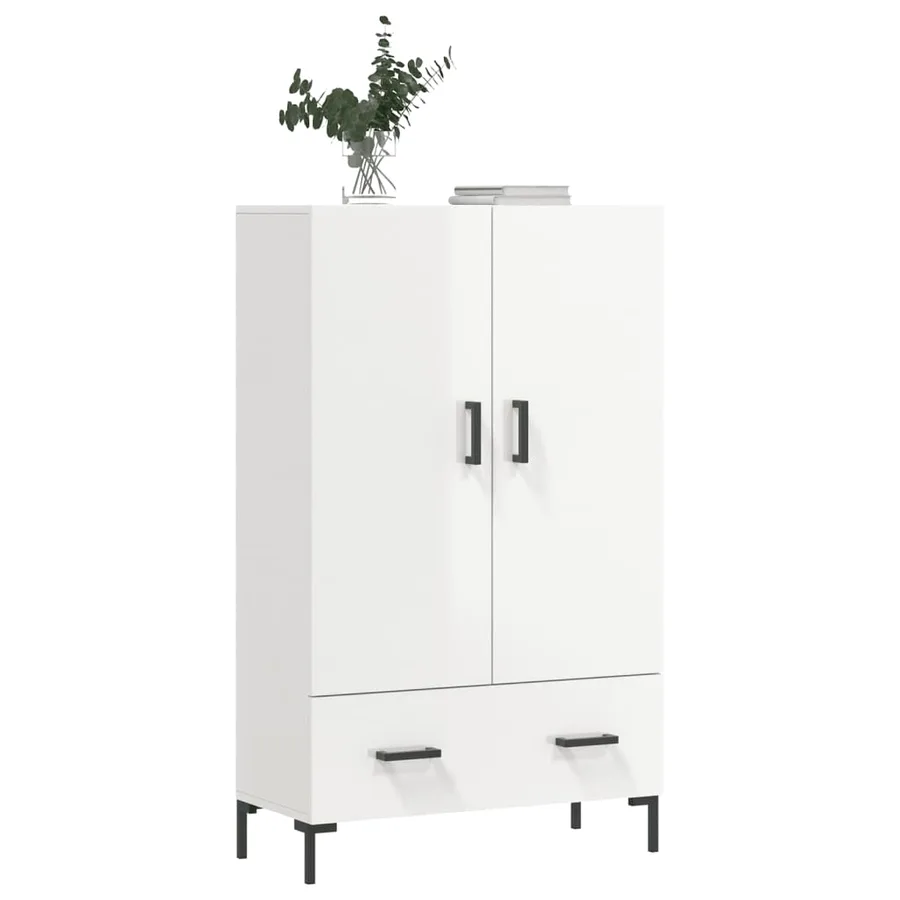 Buffet haut blanc brillant 69,5x31x115 cm bois d'ingénierie - 3