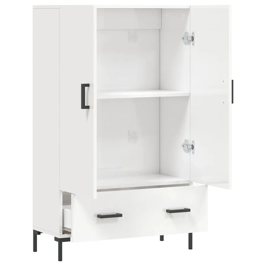 Buffet haut blanc brillant 69,5x31x115 cm bois d'ingénierie - 5