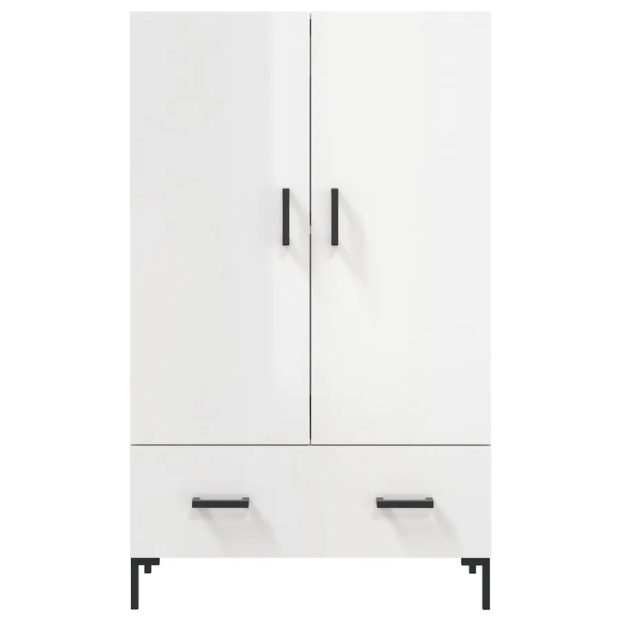 Buffet haut blanc brillant 69,5x31x115 cm bois d'ingénierie - 6