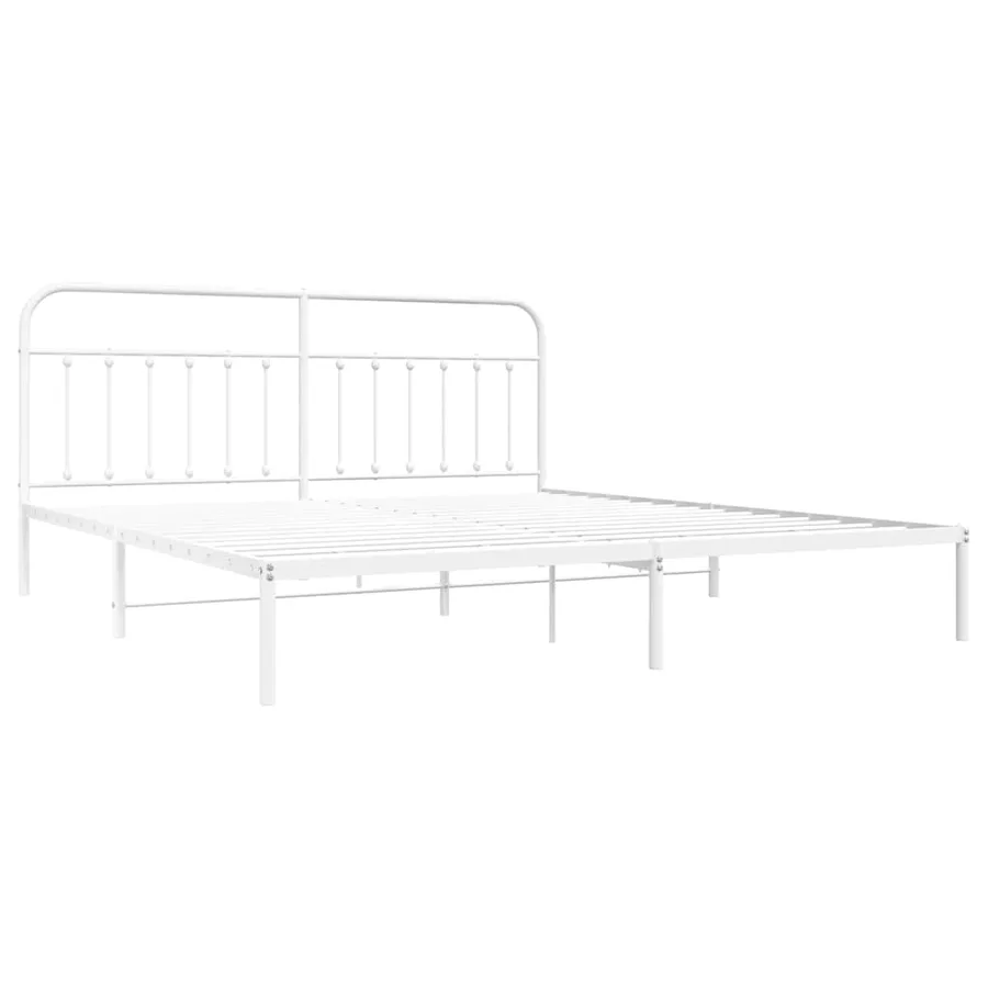 Cadre de lit métal sans matelas et tête de lit blanc 200x200 cm - 3
